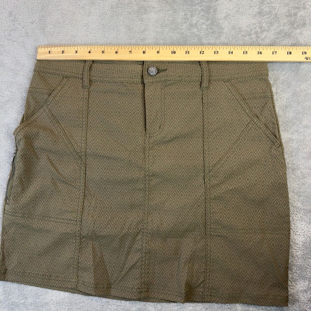 PrAna Skirt Womens 8 Olive Green Aztec Casual Outdoor Hiking Athletic Nylon Cute - Picture 4 of 8